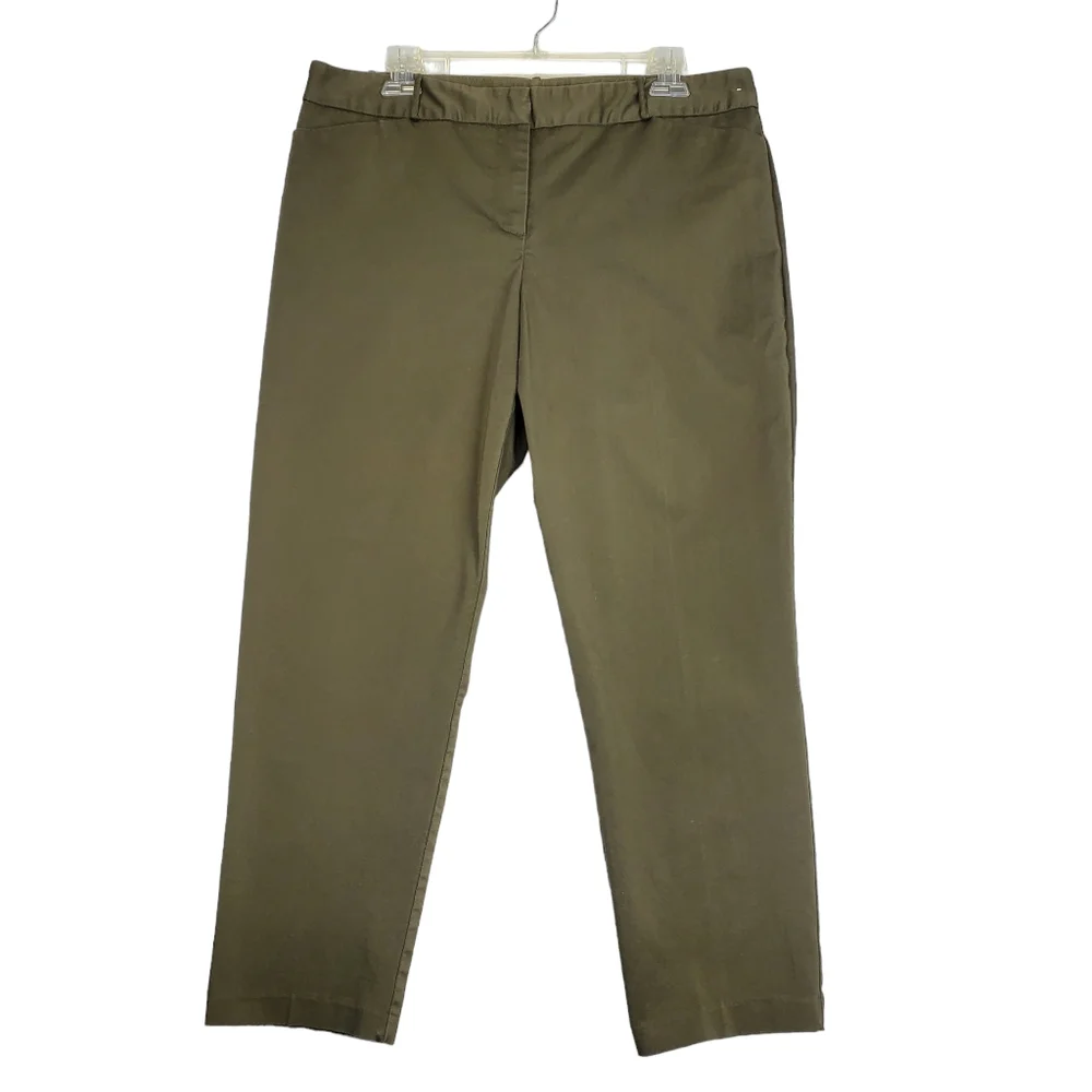 Liz Claiborne Emma Straight Leg Ankle Length Green Womens Dress Pants Size 12